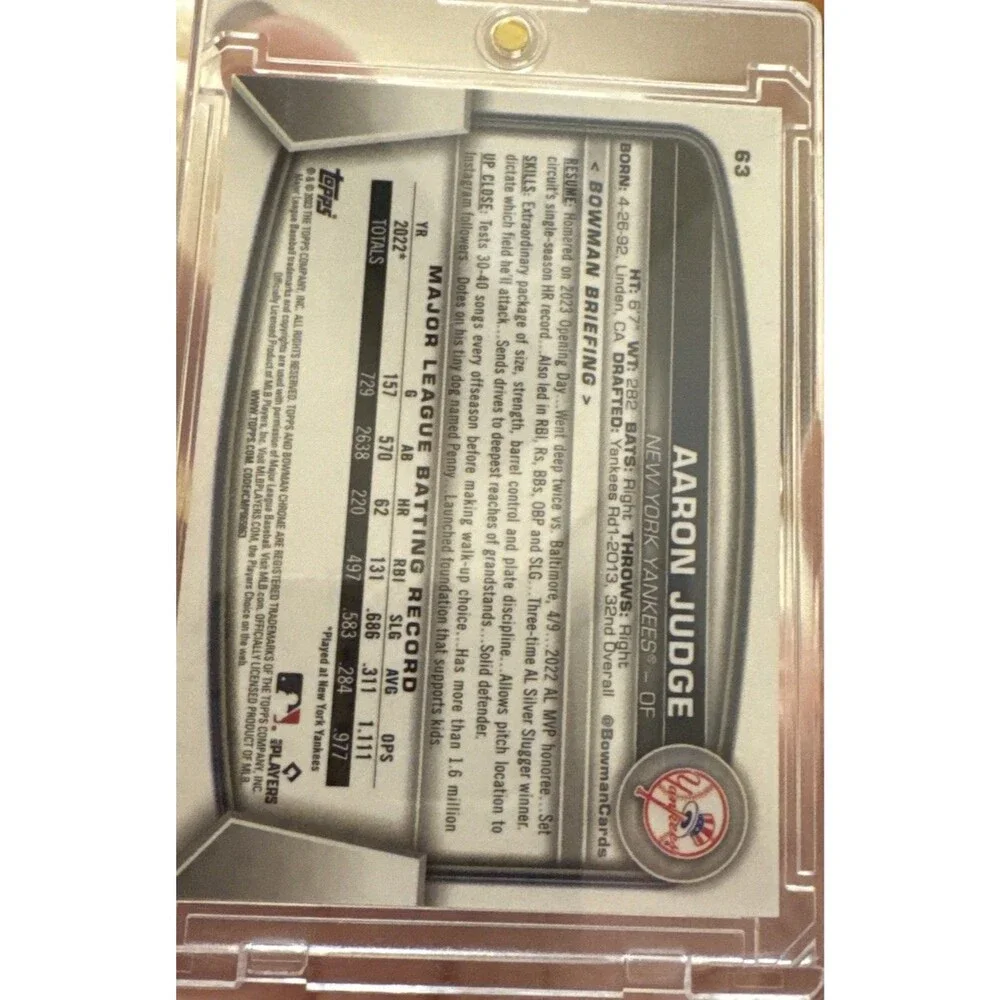Aaron Judge-2023 Bowman Chrome #63 New York Yankees